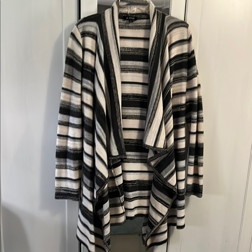 Striped Black and Cream Women's Sweater